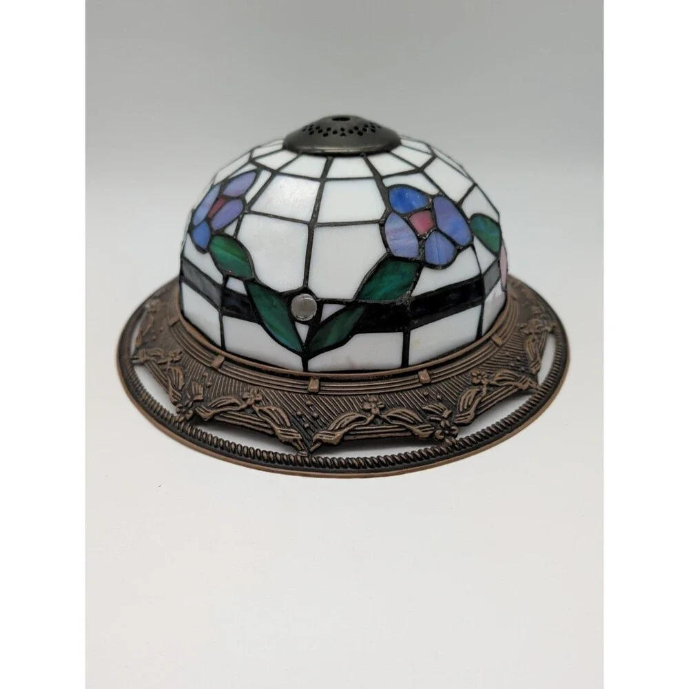 Stained Glass Lamp Shade Floral Pink Blue 11-in Replacement